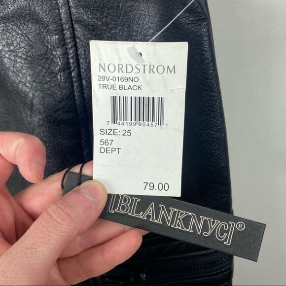 NWT Blank NYC Faux Leather Moto Zipper Mini Skirt Black Size 25 or XS Biker Boho - Picture 2 of 12